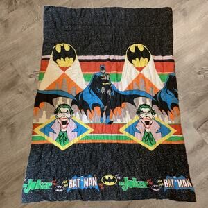 Vintage 80s Batman & Joker Bedspread Comforter 1989 Tapestry Twin Bed DC Comics